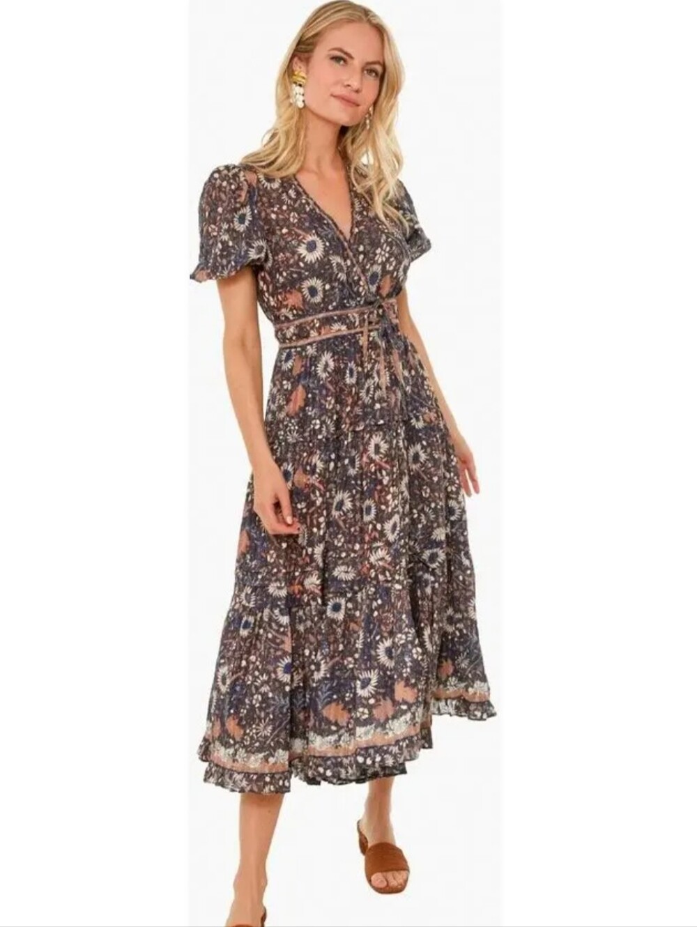 Ulla Johnson Margot Midi Wrap Dress In Obsidian Size 4